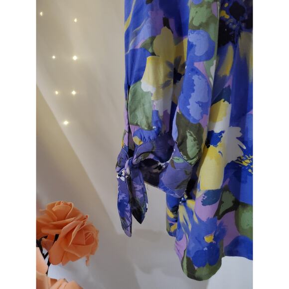 Anthro Figueroa & Flower Floral 3/4 Sleeve Shell Button Popover Blouse Plus 3X - Picture 6 of 11